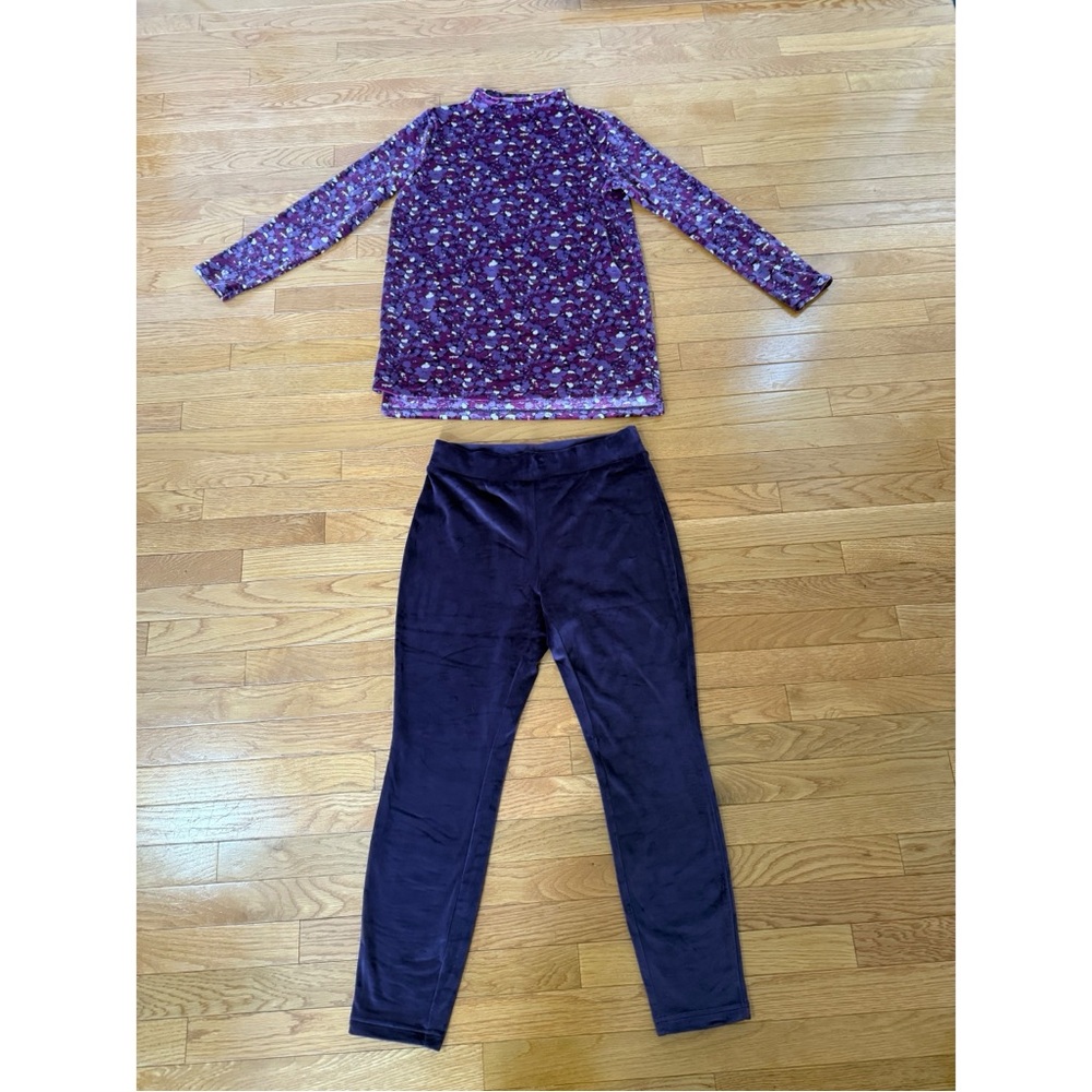 Lands' End Purple Cozy Long Sleeve Pajama Top & Pajama Leggings Set - NWOT